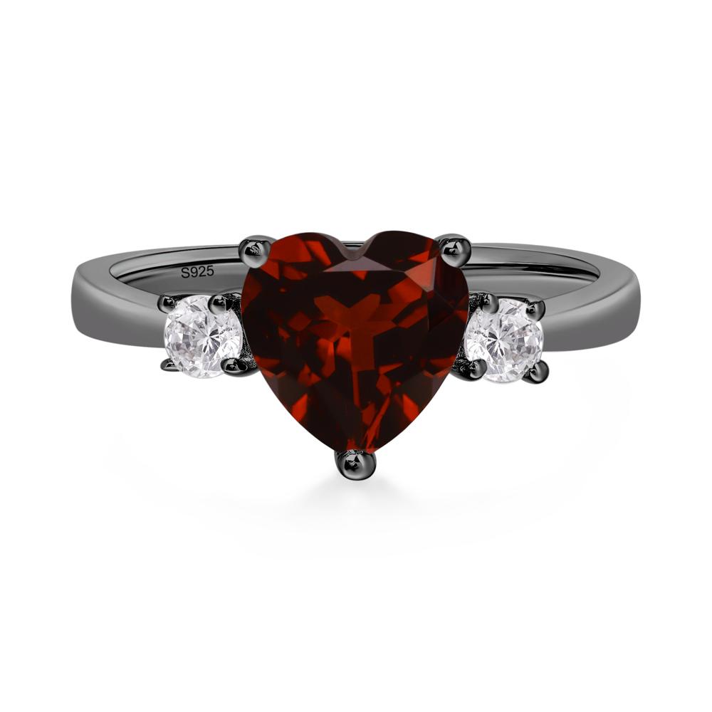 Heart Garnet Engagement Ring - LUO Jewelry #metal_black finish sterling silver
