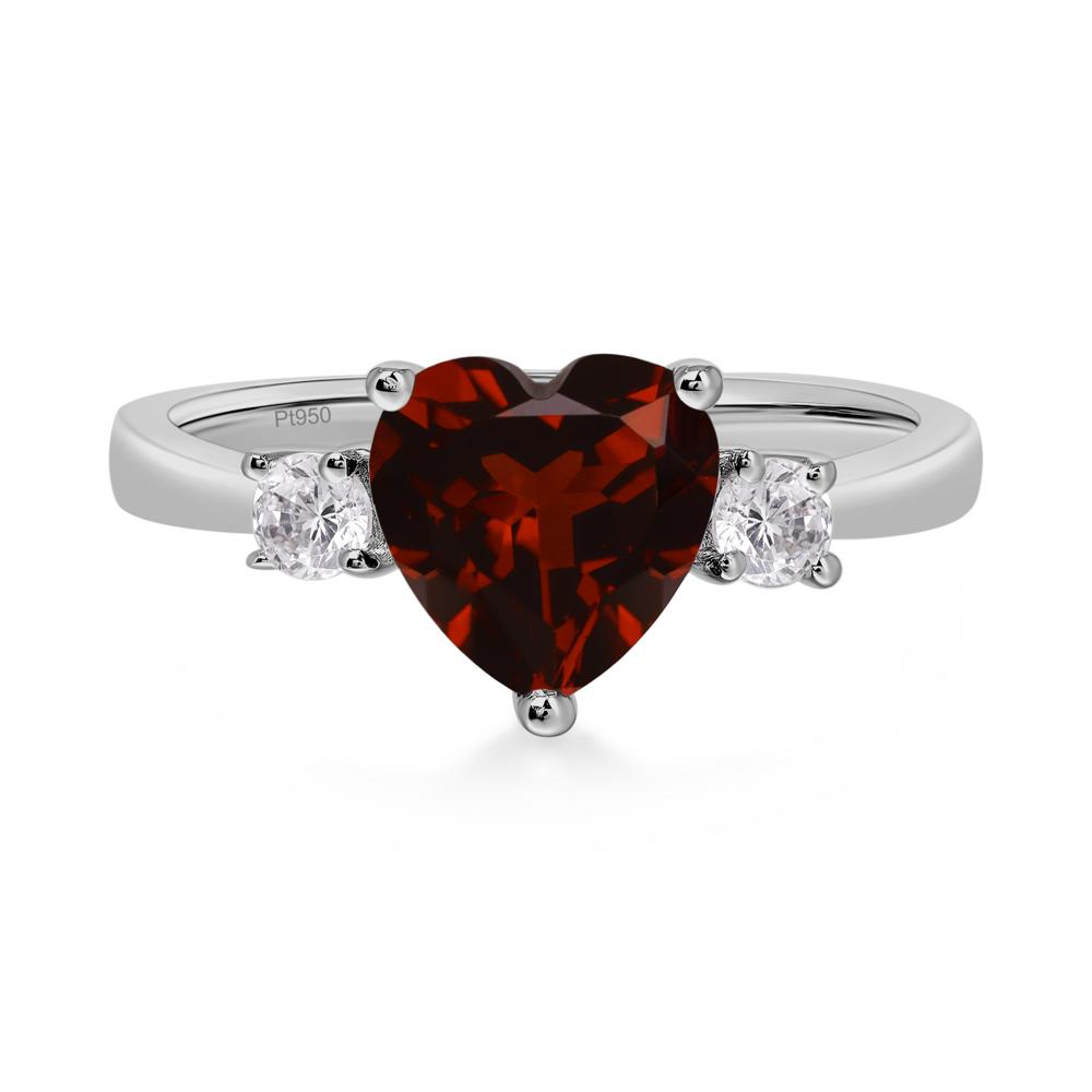 Heart Garnet Engagement Ring - LUO Jewelry #metal_platinum