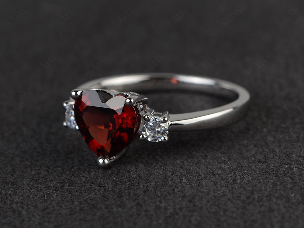 Heart Garnet Engagement Ring - LUO Jewelry