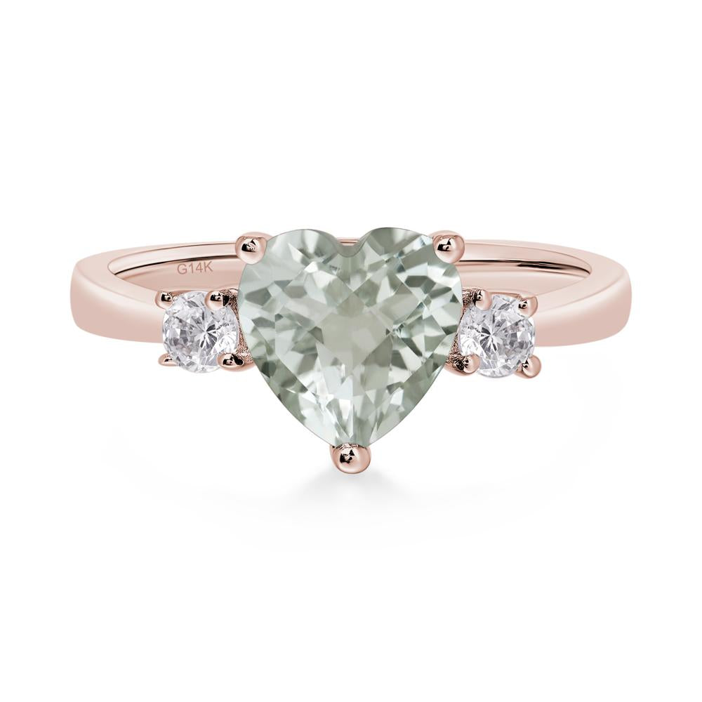 Heart Green Amethyst Engagement Ring - LUO Jewelry #metal_14k rose gold