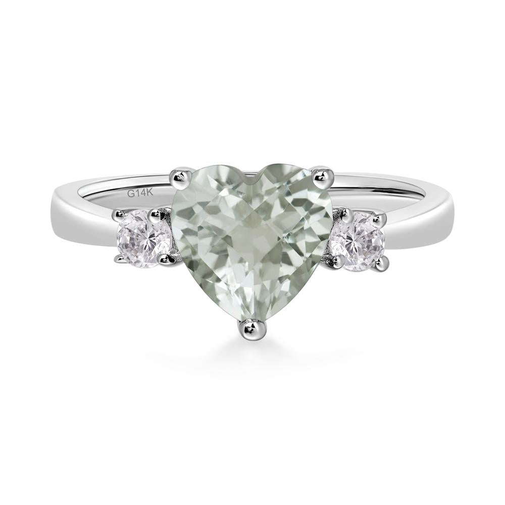 Heart Green Amethyst Engagement Ring - LUO Jewelry #metal_14k white gold
