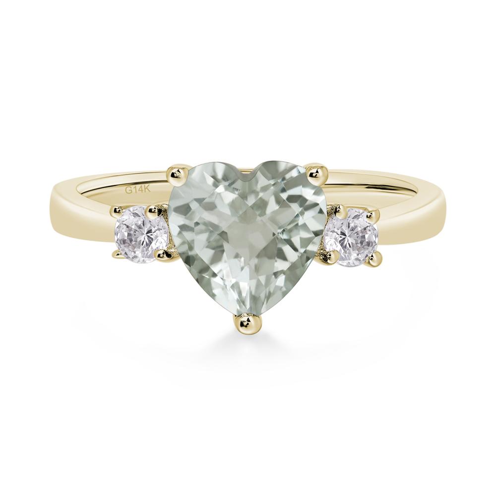 Heart Green Amethyst Engagement Ring - LUO Jewelry #metal_14k yellow gold