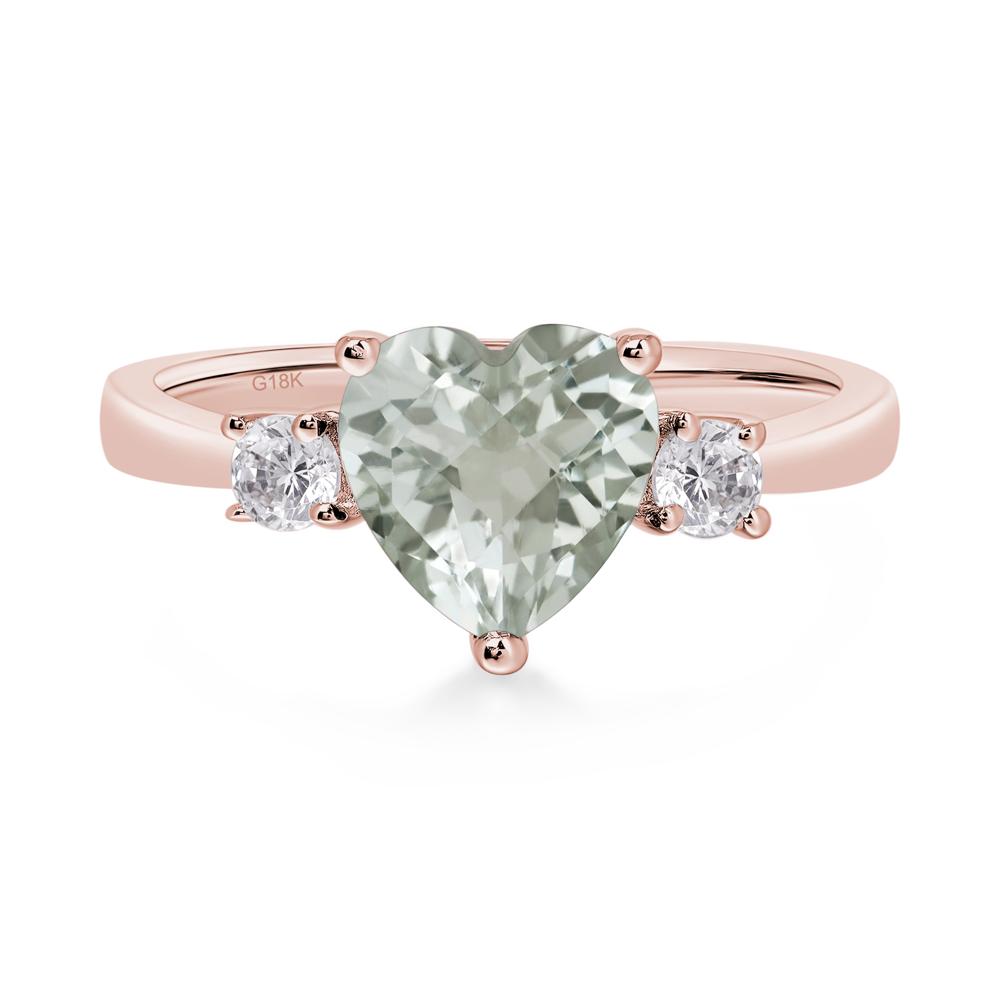 Heart Green Amethyst Engagement Ring - LUO Jewelry #metal_18k rose gold