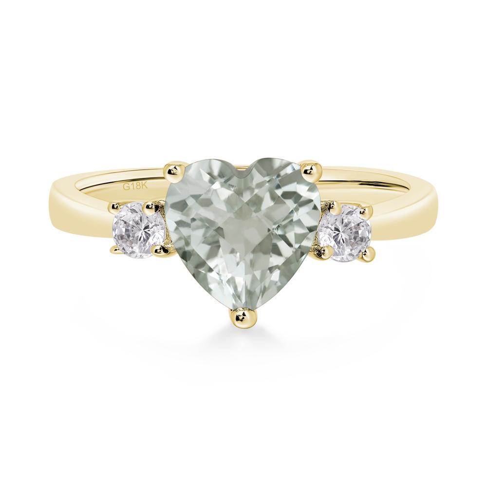 Heart Green Amethyst Engagement Ring - LUO Jewelry #metal_18k yellow gold