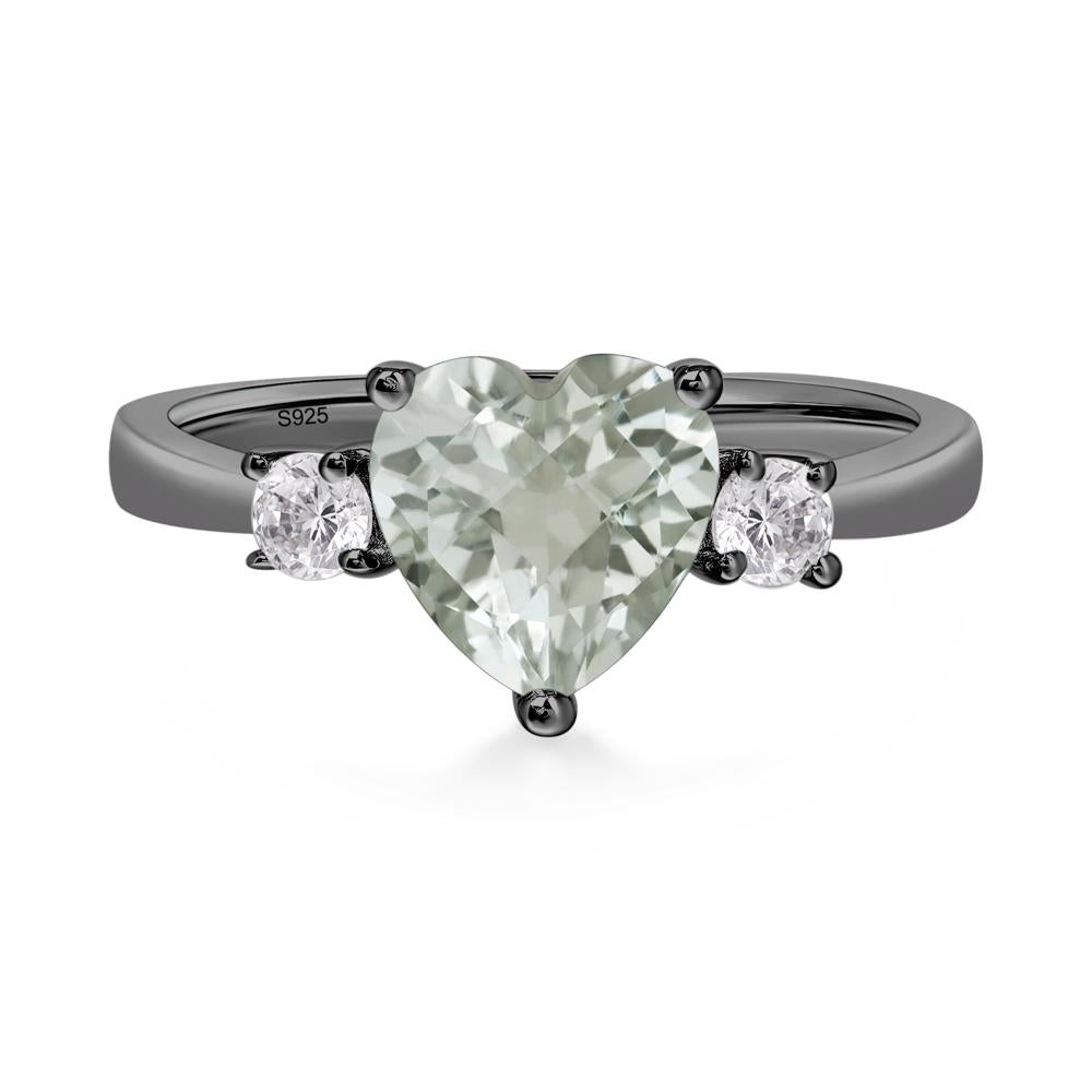Heart Green Amethyst Engagement Ring - LUO Jewelry #metal_black finish sterling silver