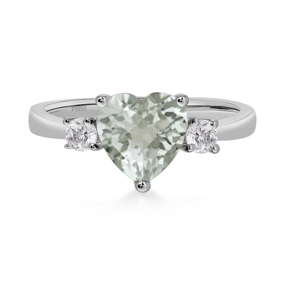 Heart Green Amethyst Engagement Ring - LUO Jewelry #metal_platinum
