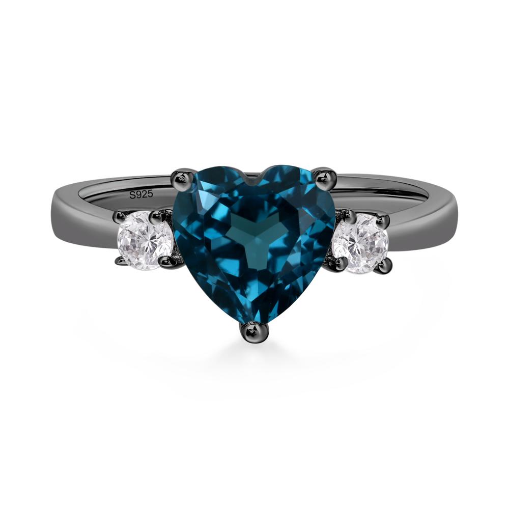 Heart London Blue Topaz Engagement Ring - LUO Jewelry #metal_black finish sterling silver