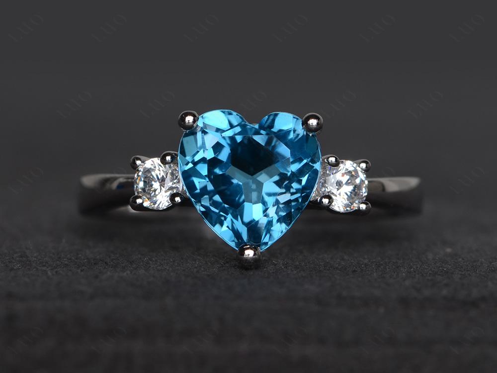 Heart London Blue Topaz Engagement Ring - LUO Jewelry