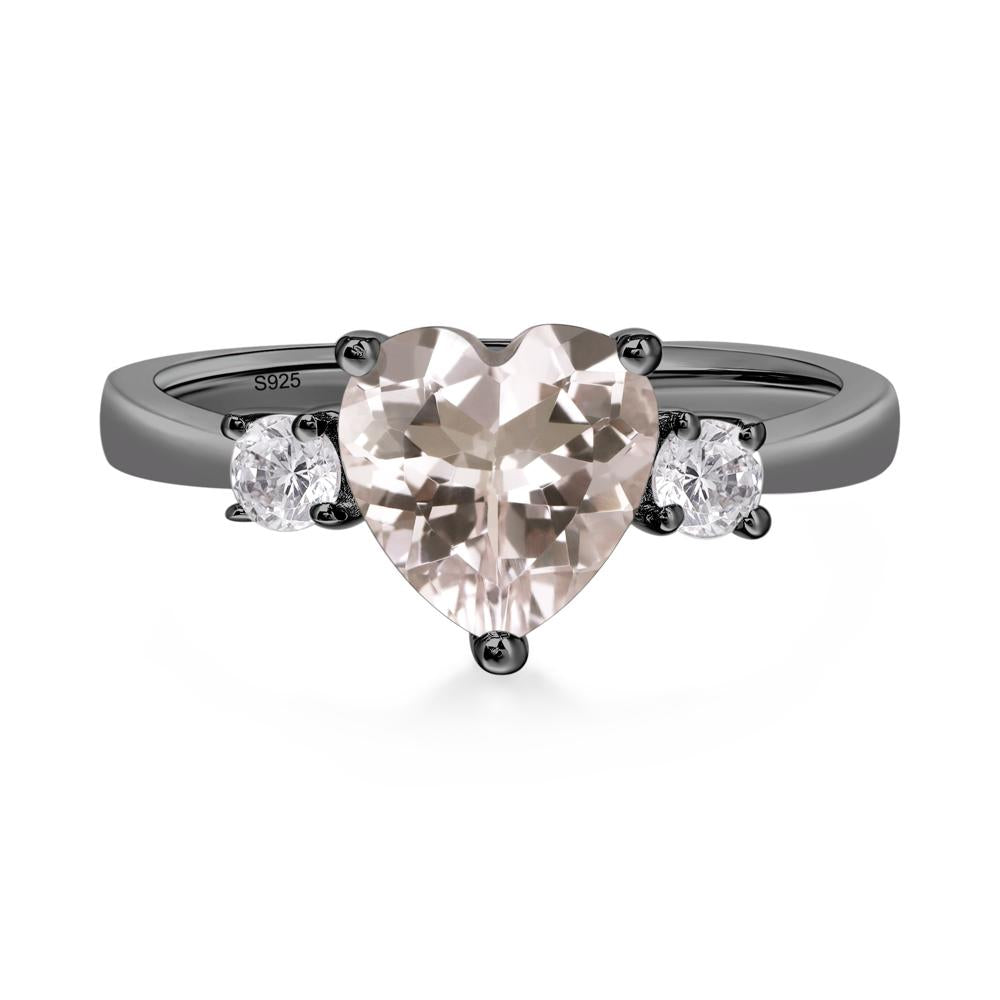 Heart Morganite Engagement Ring - LUO Jewelry #metal_black finish sterling silver