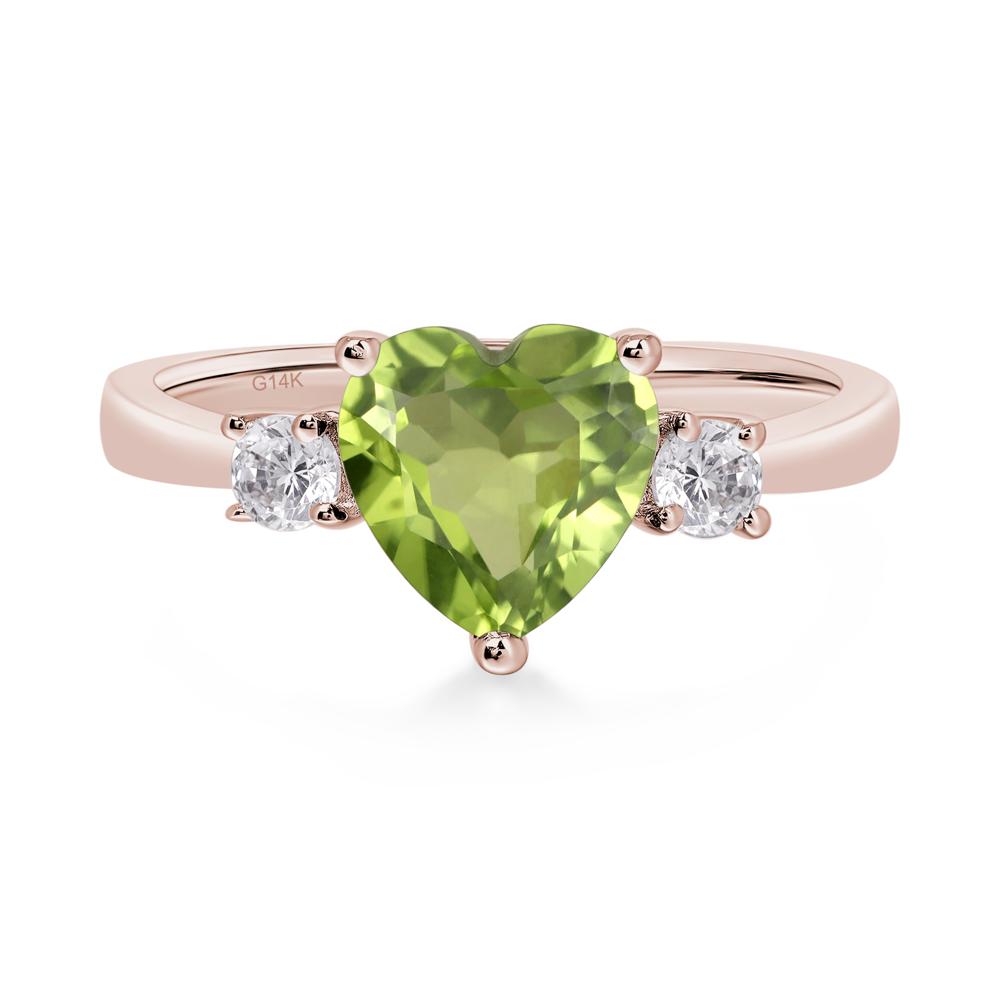 Heart Peridot Engagement Ring - LUO Jewelry #metal_14k rose gold