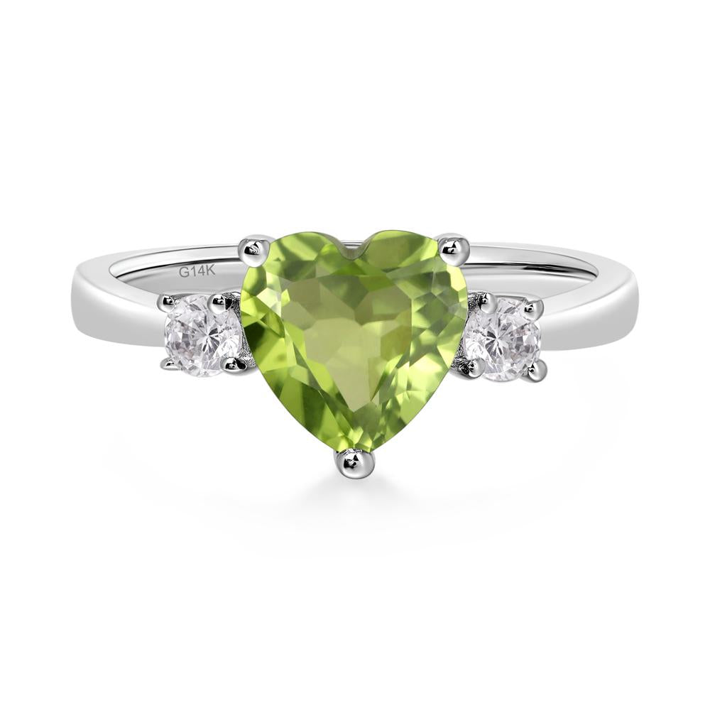 Heart Peridot Engagement Ring - LUO Jewelry #metal_14k white gold