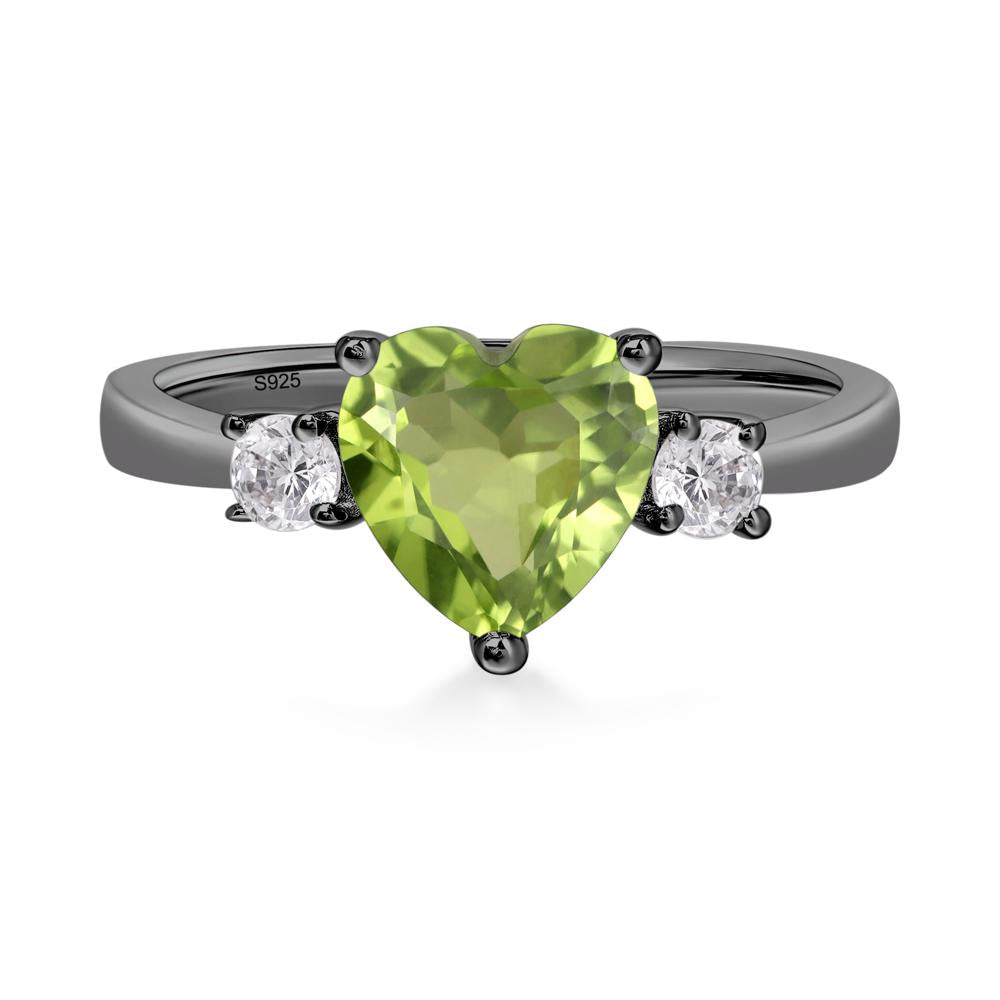 Heart Peridot Engagement Ring - LUO Jewelry #metal_black finish sterling silver