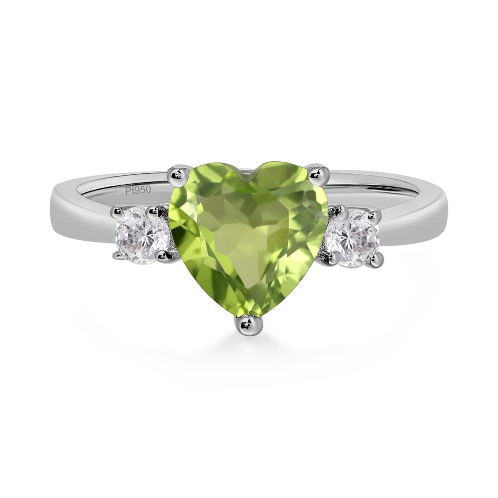 Heart Peridot Engagement Ring - LUO Jewelry #metal_platinum