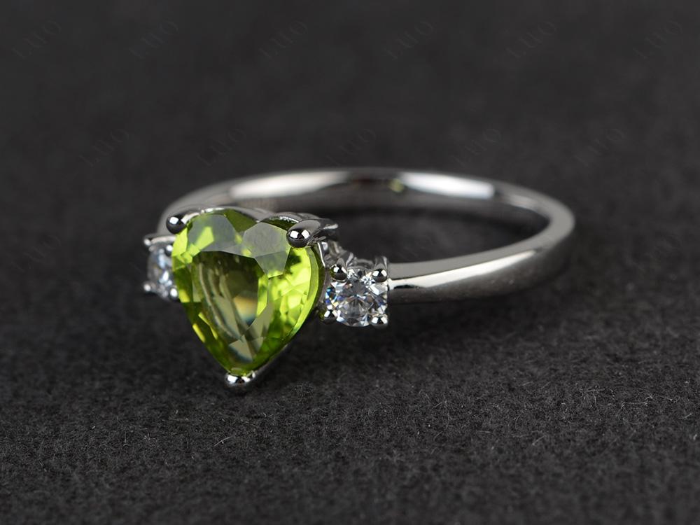 Heart Peridot Engagement Ring - LUO Jewelry