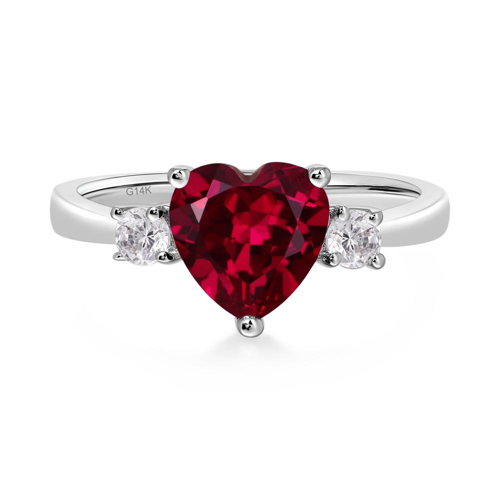Heart Ruby Engagement Ring - LUO Jewelry #metal_14k white gold
