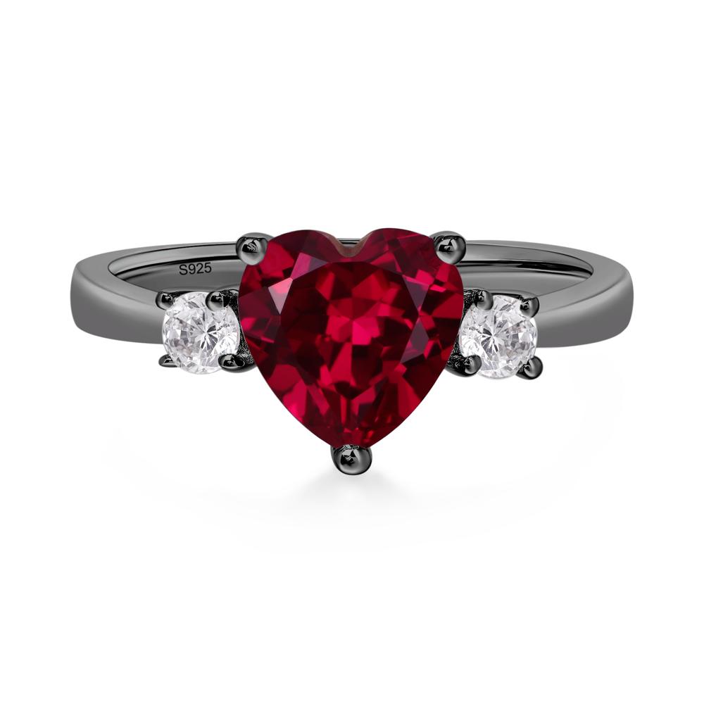 Heart Ruby Engagement Ring - LUO Jewelry #metal_black finish sterling silver