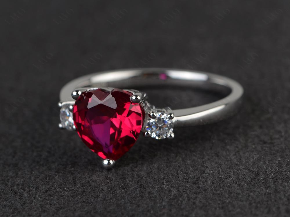 Heart Ruby Engagement Ring - LUO Jewelry