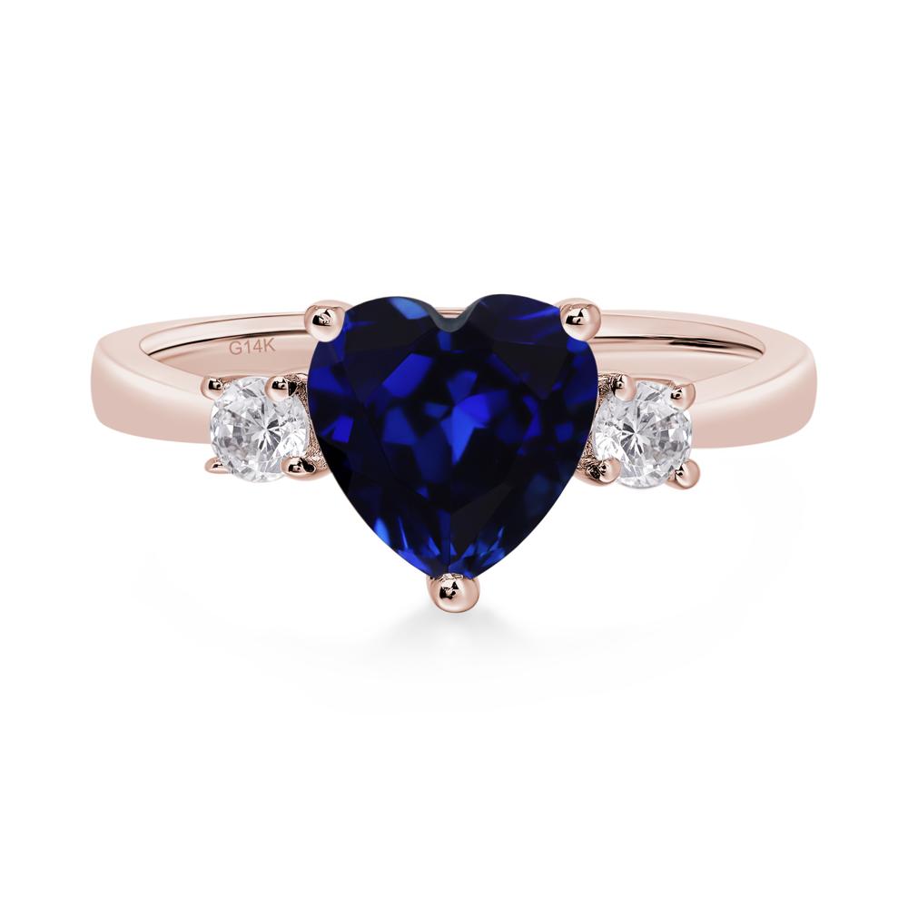Heart Lab Grown Sapphire Engagement Ring - LUO Jewelry #metal_14k rose gold