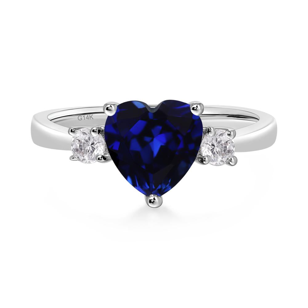 Heart Lab Grown Sapphire Engagement Ring - LUO Jewelry #metal_14k white gold