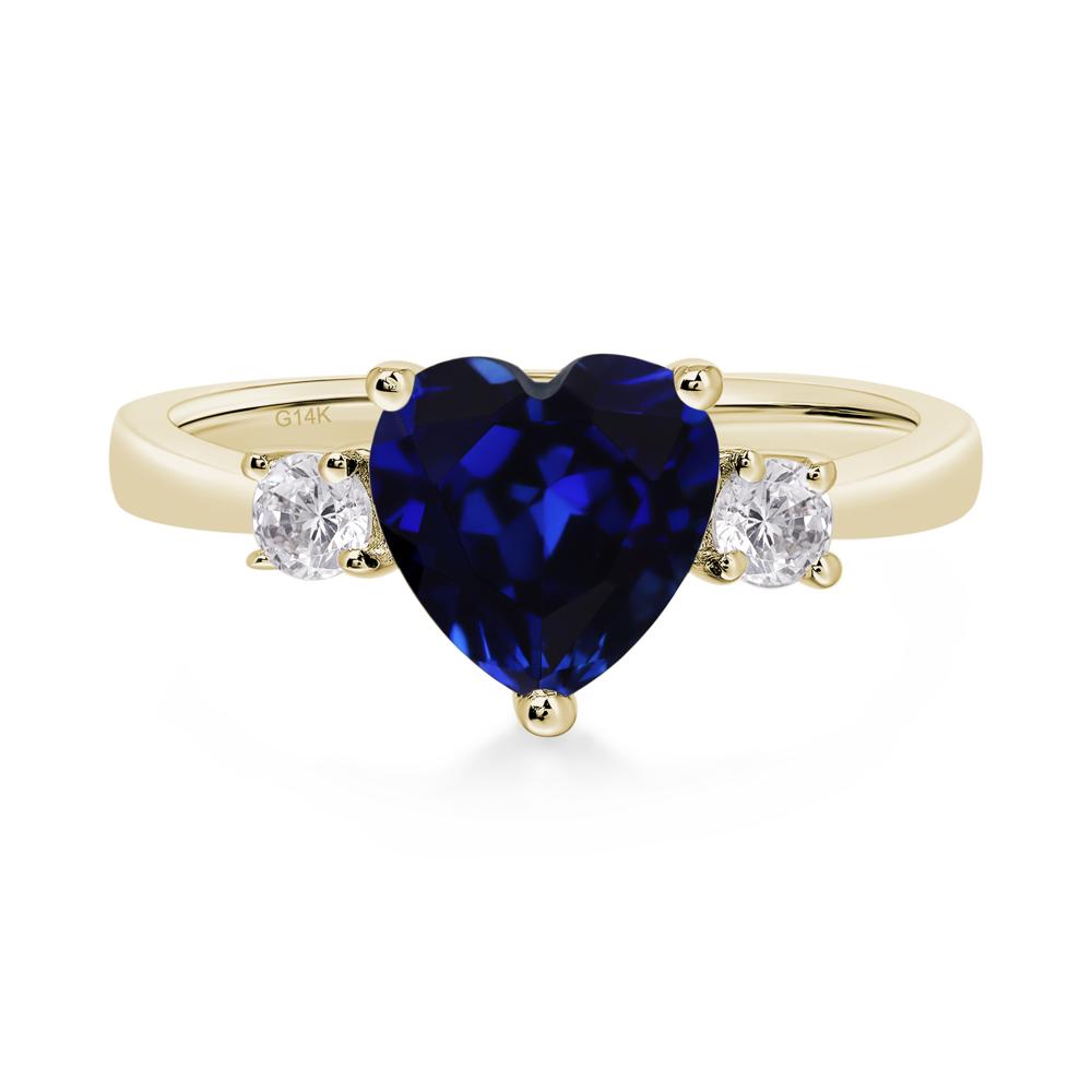 Heart Lab Grown Sapphire Engagement Ring - LUO Jewelry #metal_14k yellow gold