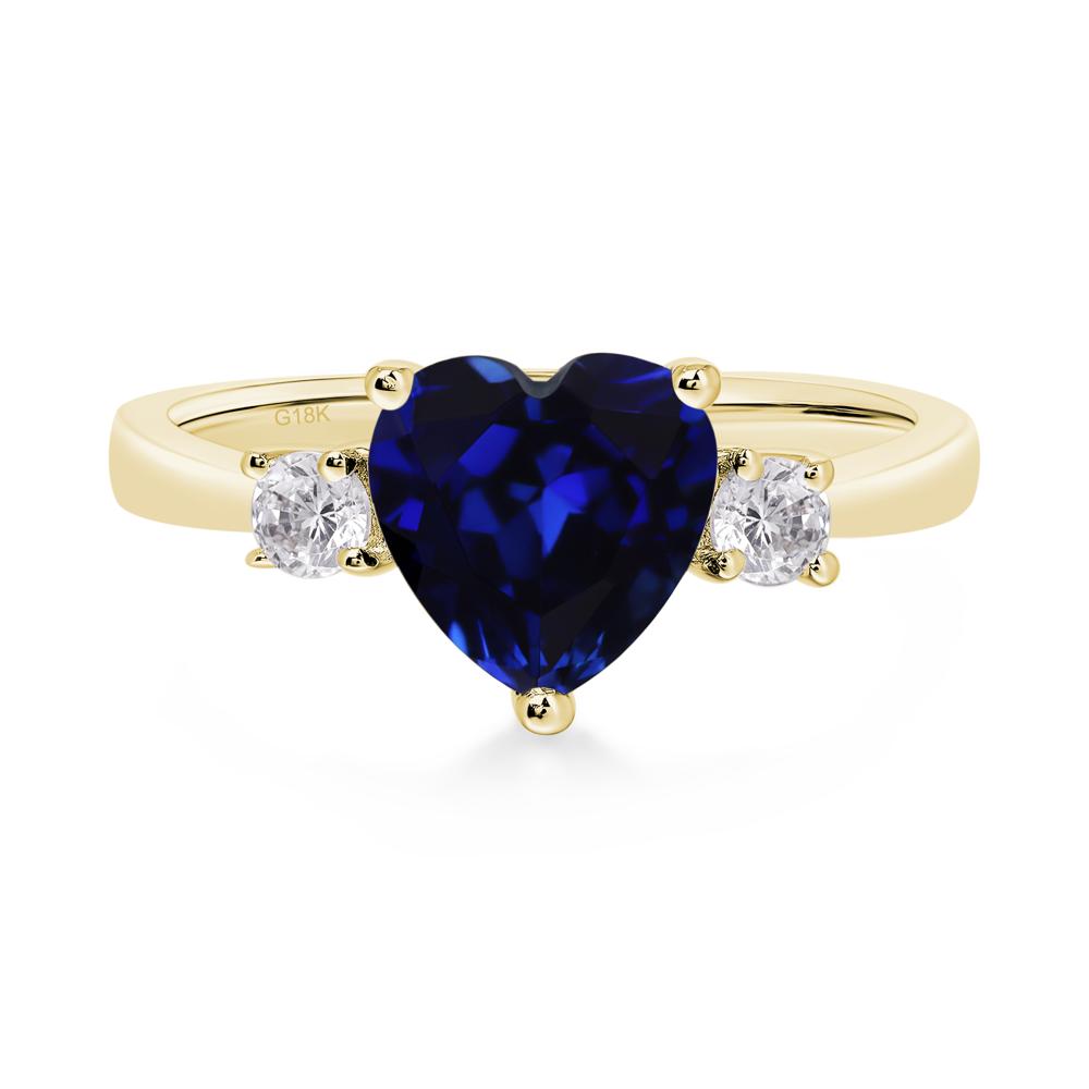 Heart Lab Grown Sapphire Engagement Ring - LUO Jewelry #metal_18k yellow gold