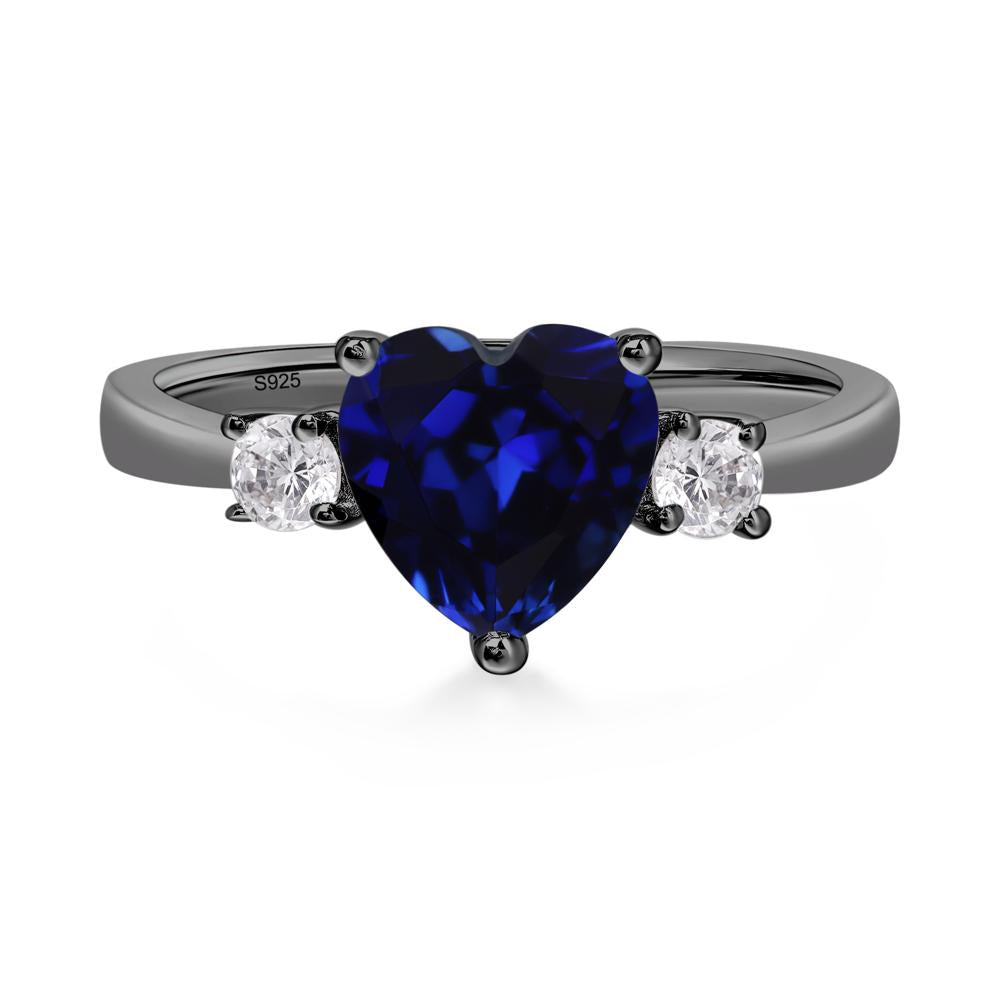 Heart Lab Grown Sapphire Engagement Ring - LUO Jewelry #metal_black finish sterling silver