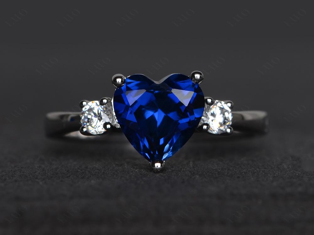 Heart Lab Grown Sapphire Engagement Ring - LUO Jewelry