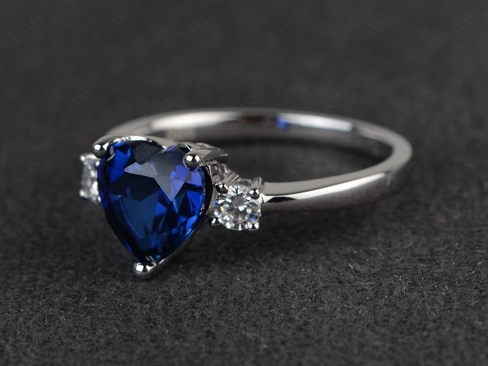 Heart Lab Grown Sapphire Engagement Ring - LUO Jewelry