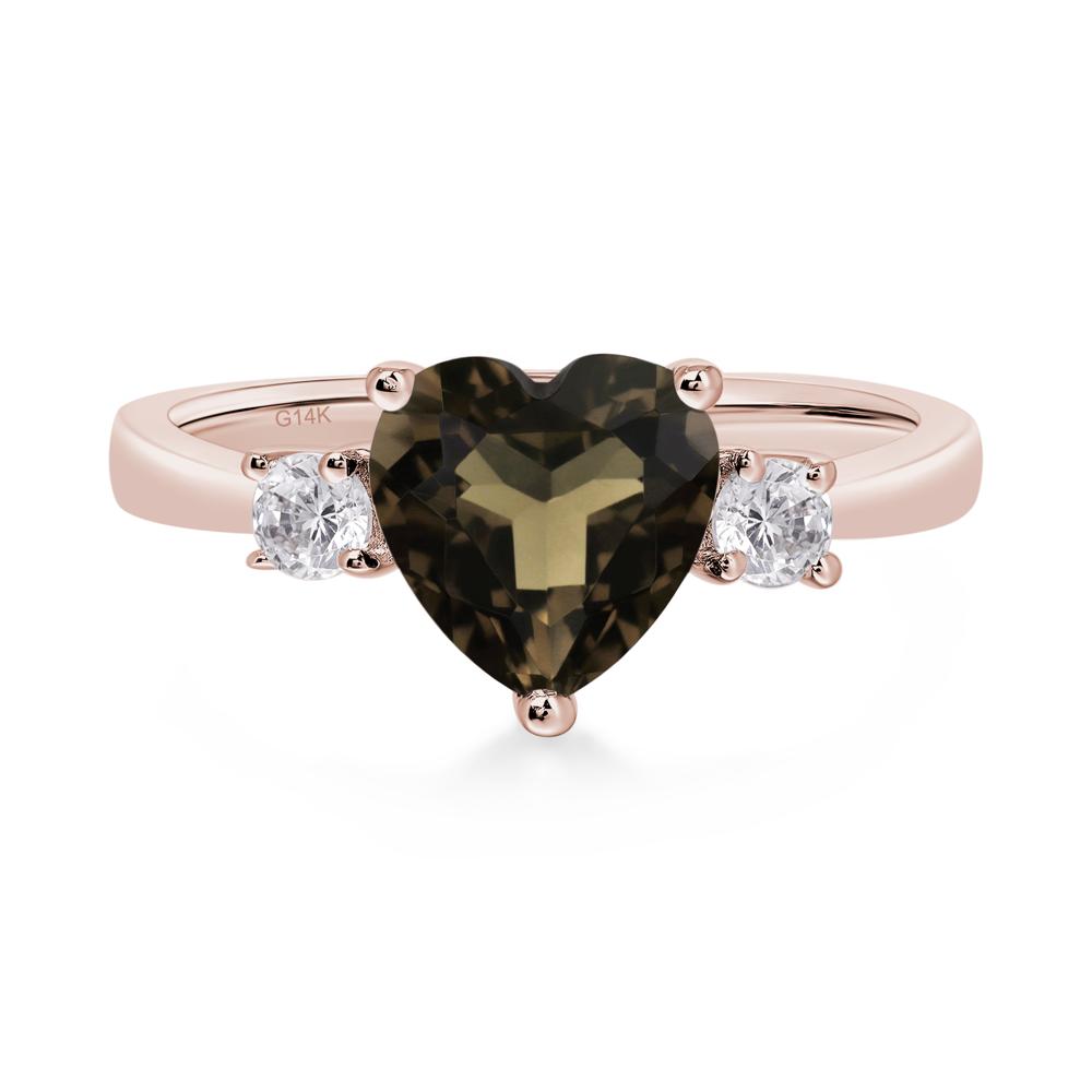 Heart Smoky Quartz Engagement Ring - LUO Jewelry #metal_14k rose gold