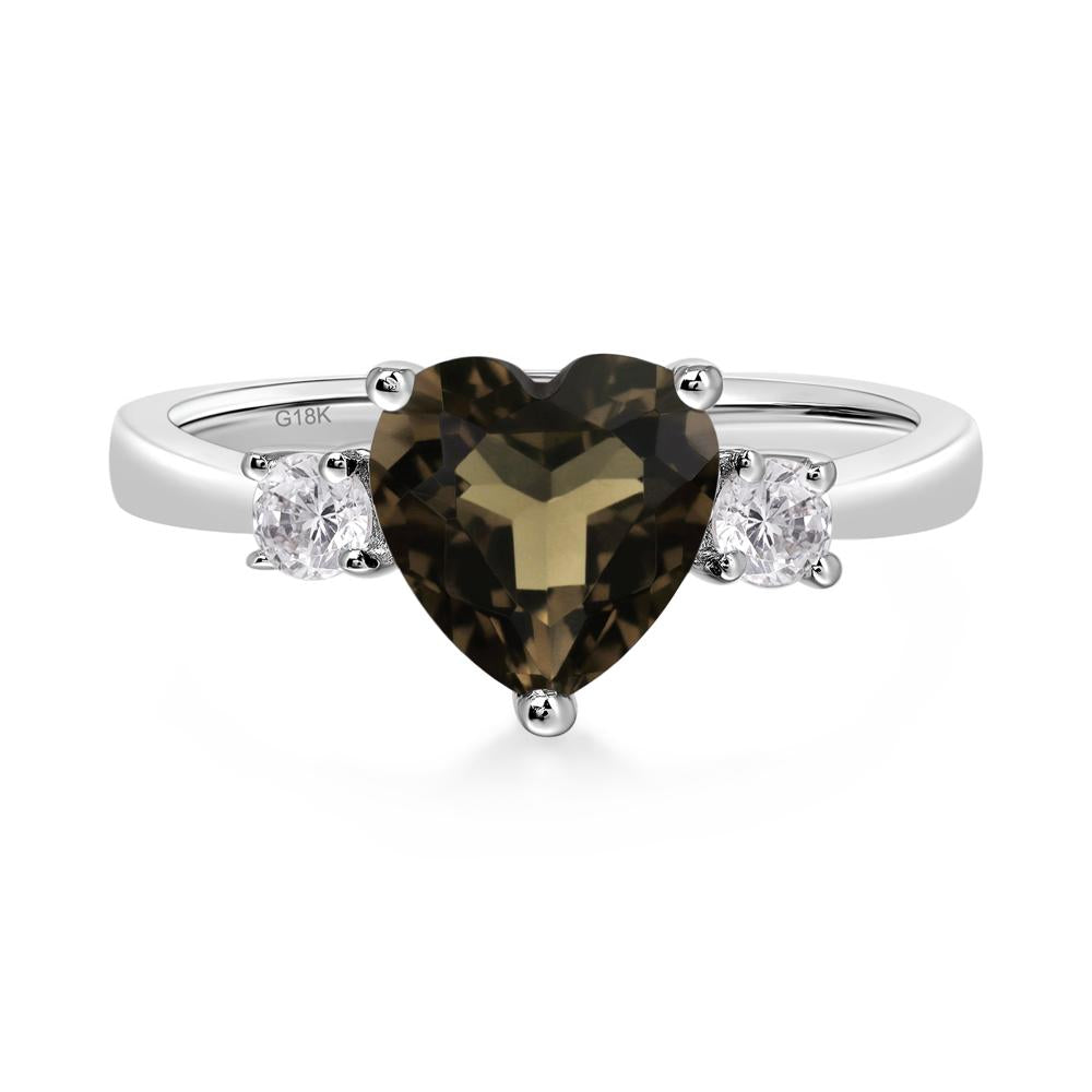 Heart Smoky Quartz Engagement Ring - LUO Jewelry #metal_18k white gold