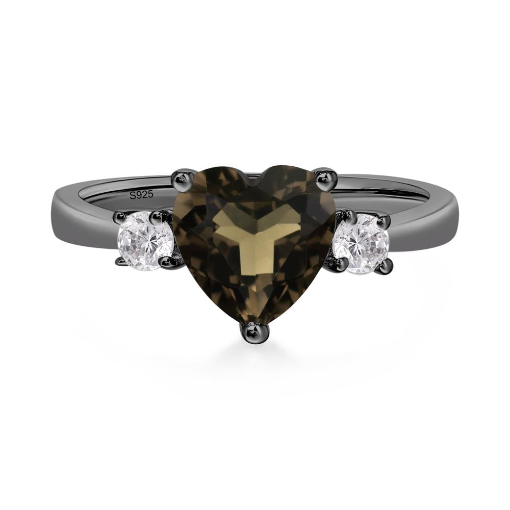 Heart Smoky Quartz Engagement Ring - LUO Jewelry #metal_black finish sterling silver