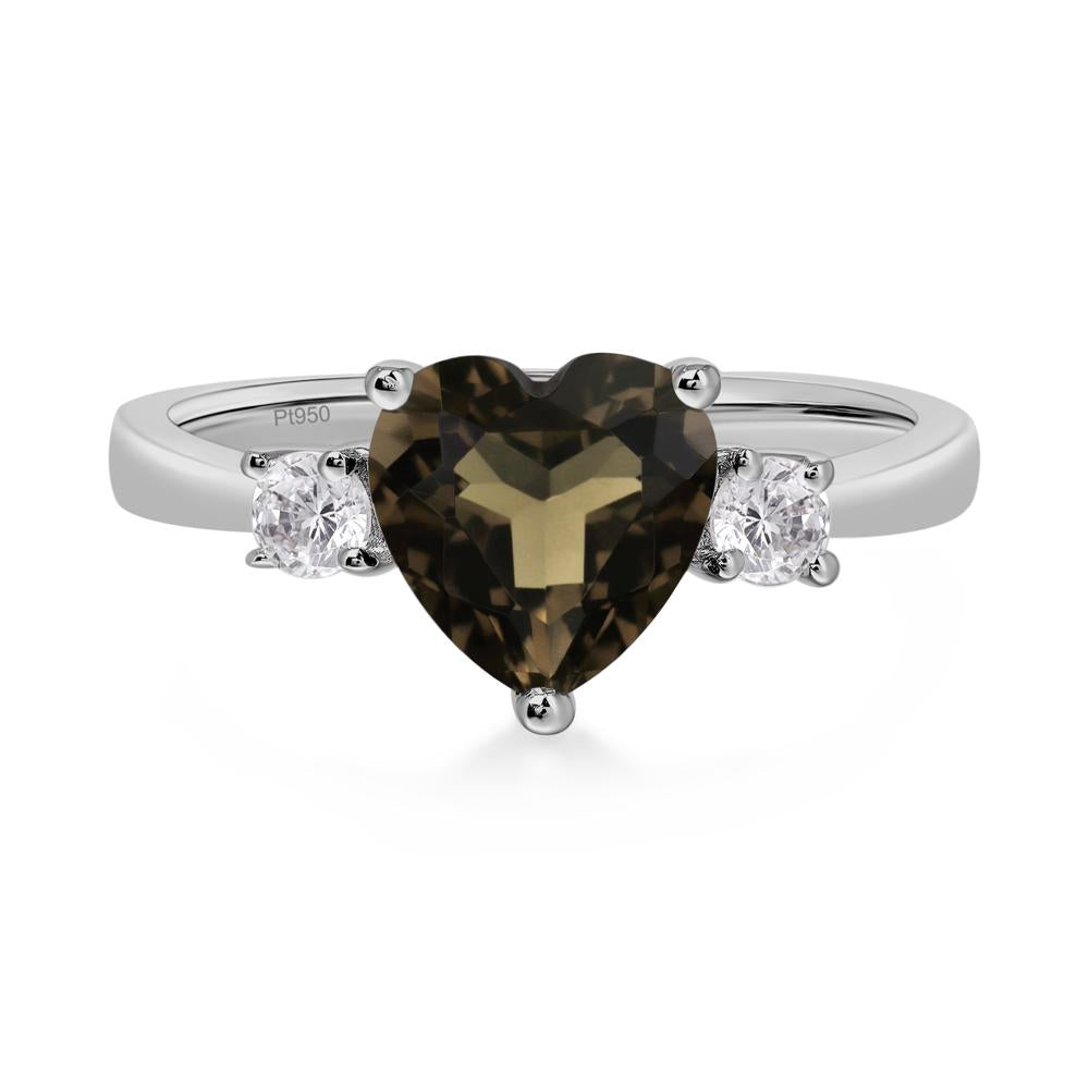 Heart Smoky Quartz Engagement Ring - LUO Jewelry #metal_platinum