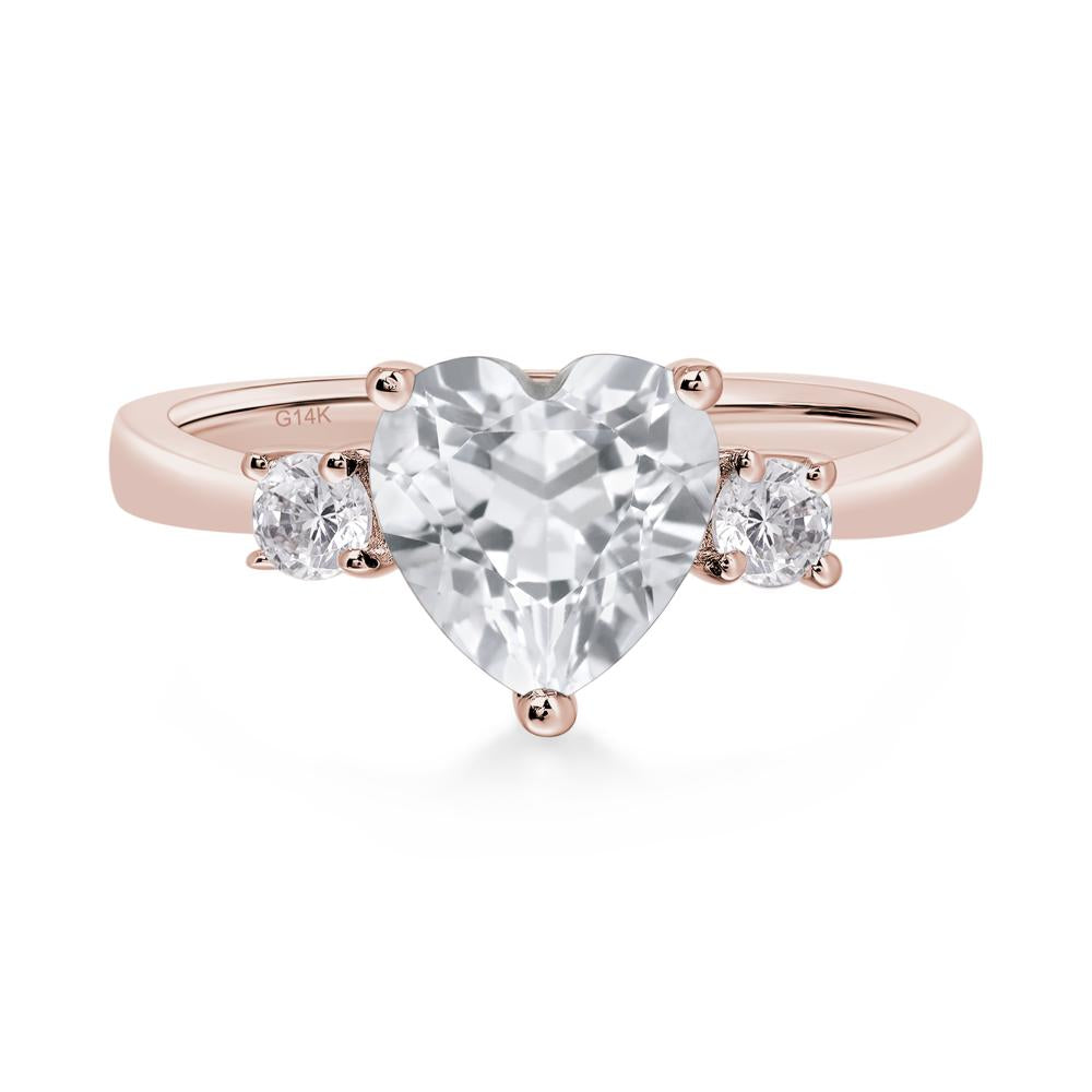 Heart White Topaz Engagement Ring - LUO Jewelry #metal_14k rose gold