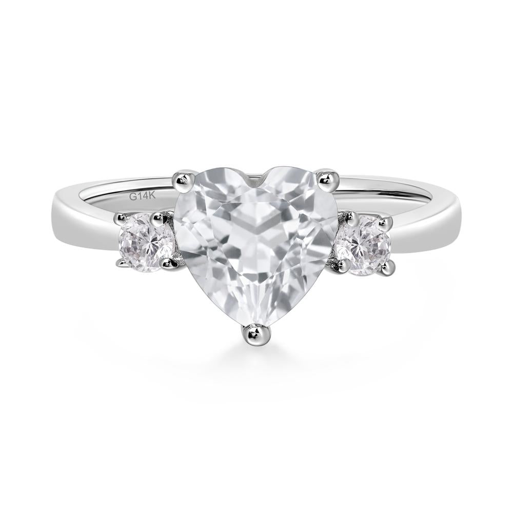 Heart White Topaz Engagement Ring - LUO Jewelry #metal_14k white gold