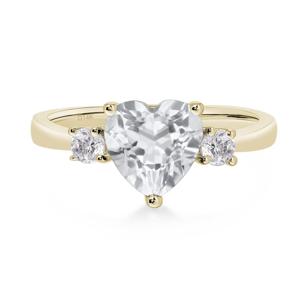Heart White Topaz Engagement Ring - LUO Jewelry #metal_14k yellow gold