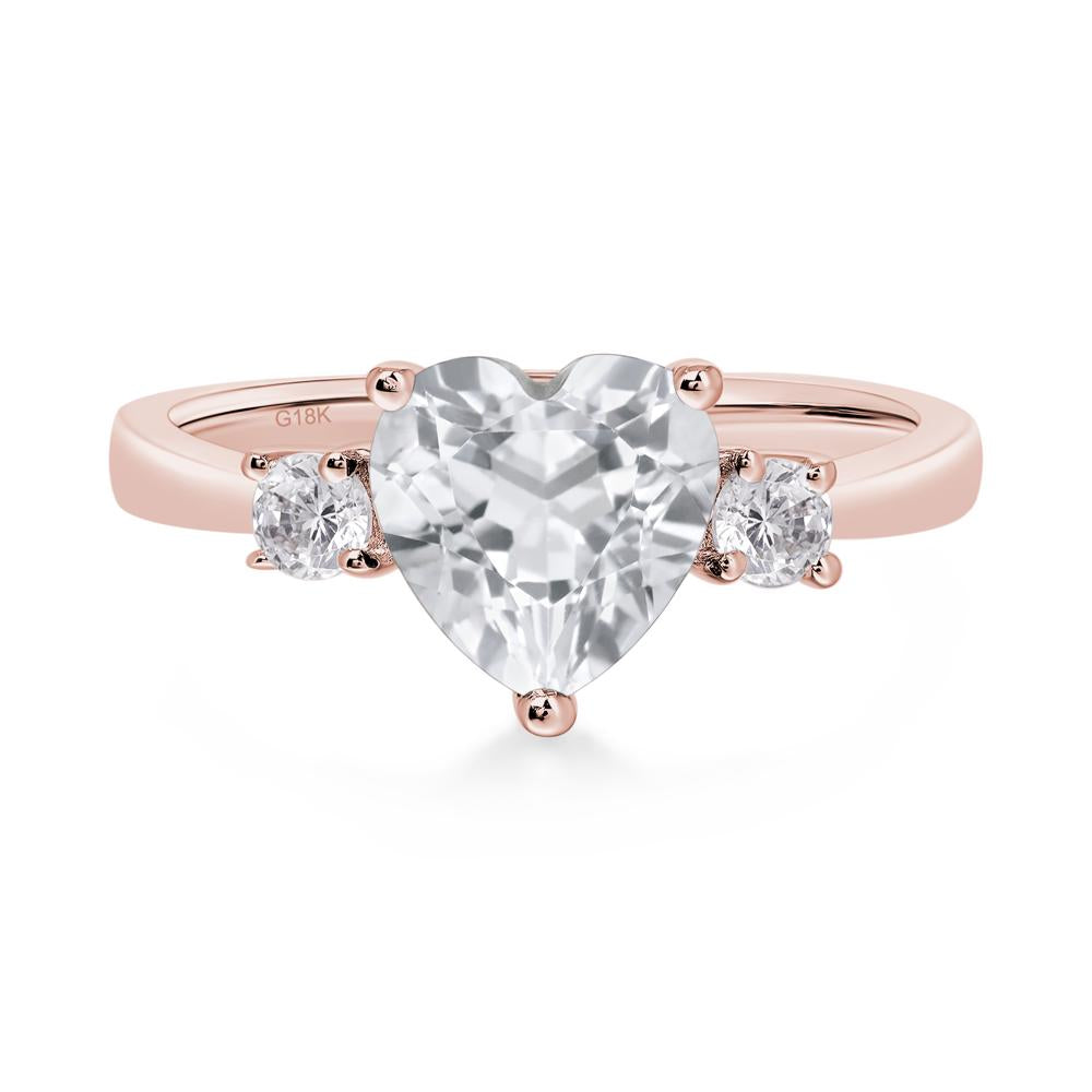 Heart White Topaz Engagement Ring - LUO Jewelry #metal_18k rose gold