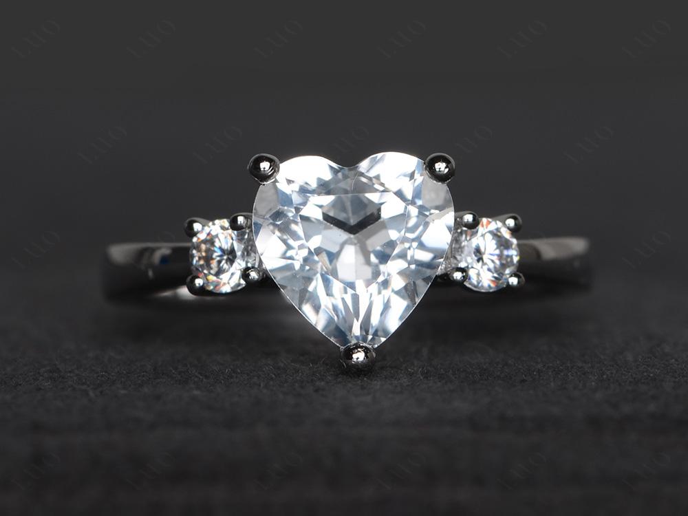 Heart White Topaz Engagement Ring - LUO Jewelry