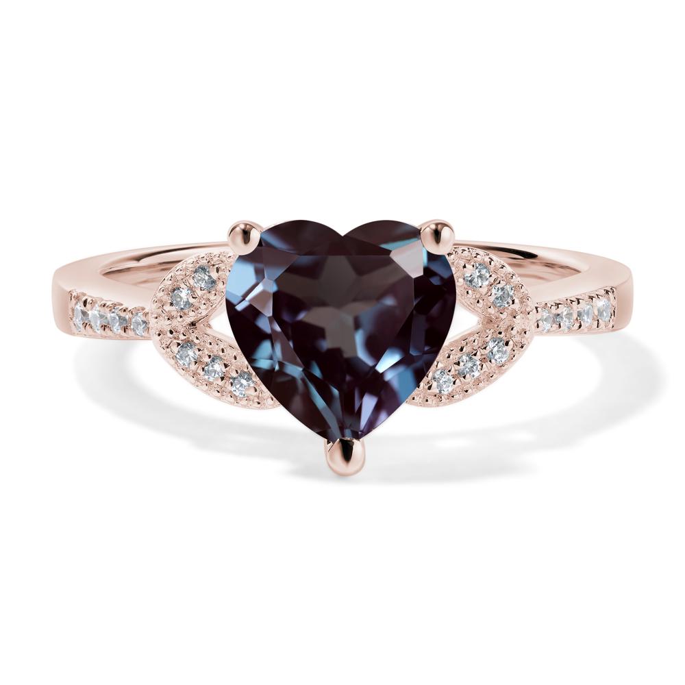 Heart Shaped Alexandrite Engagement Ring - LUO Jewelry #metal_14k rose gold