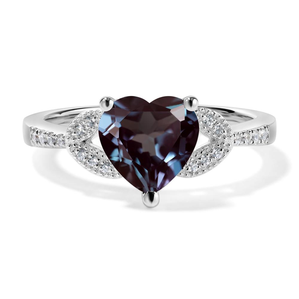 Heart Shaped Alexandrite Engagement Ring - LUO Jewelry #metal_14k white gold