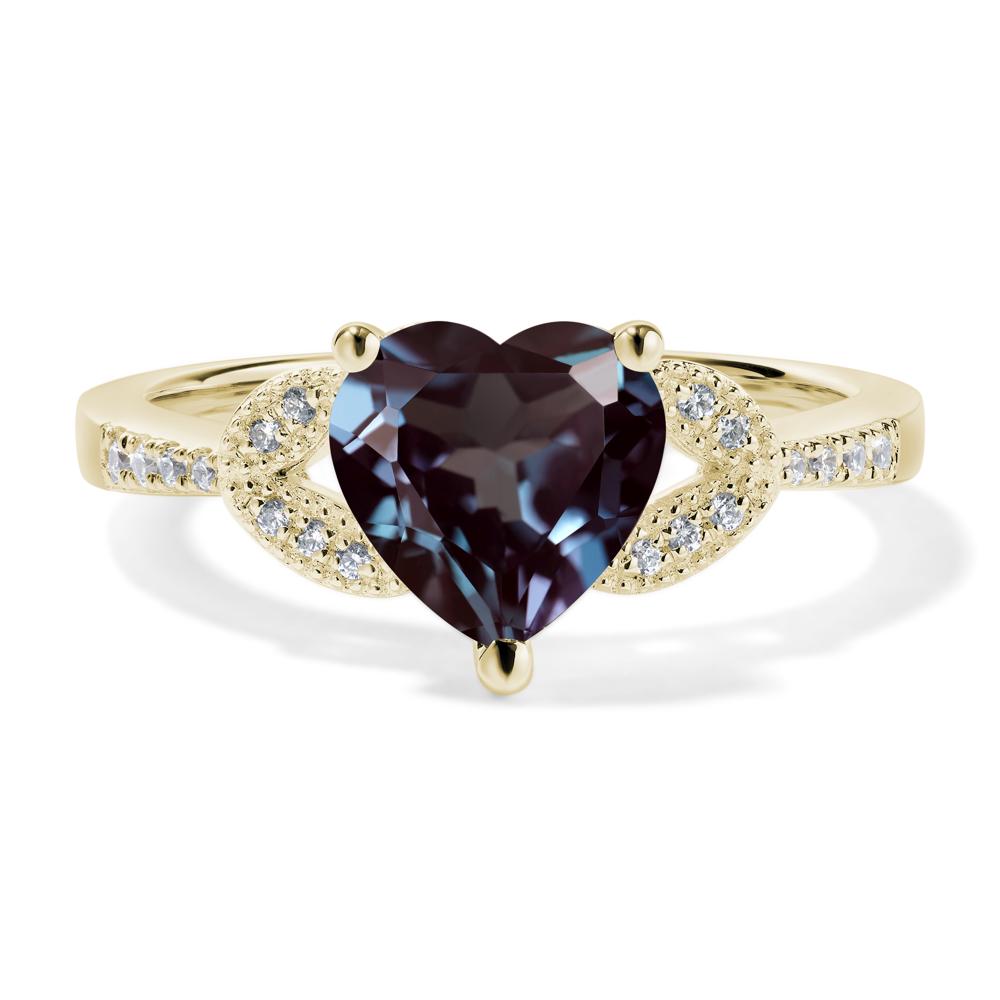 Heart Shaped Alexandrite Engagement Ring - LUO Jewelry #metal_14k yellow gold