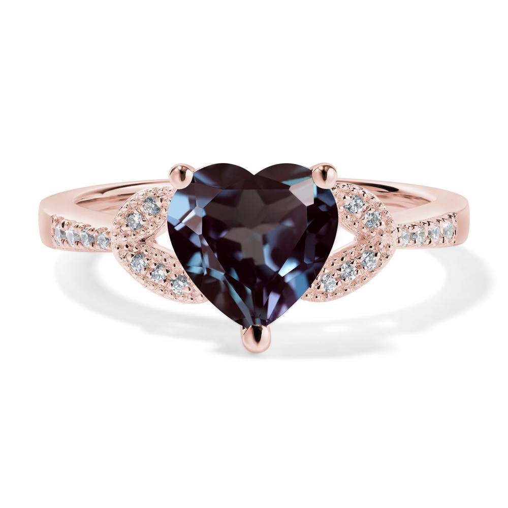 Heart Shaped Alexandrite Engagement Ring - LUO Jewelry #metal_18k rose gold