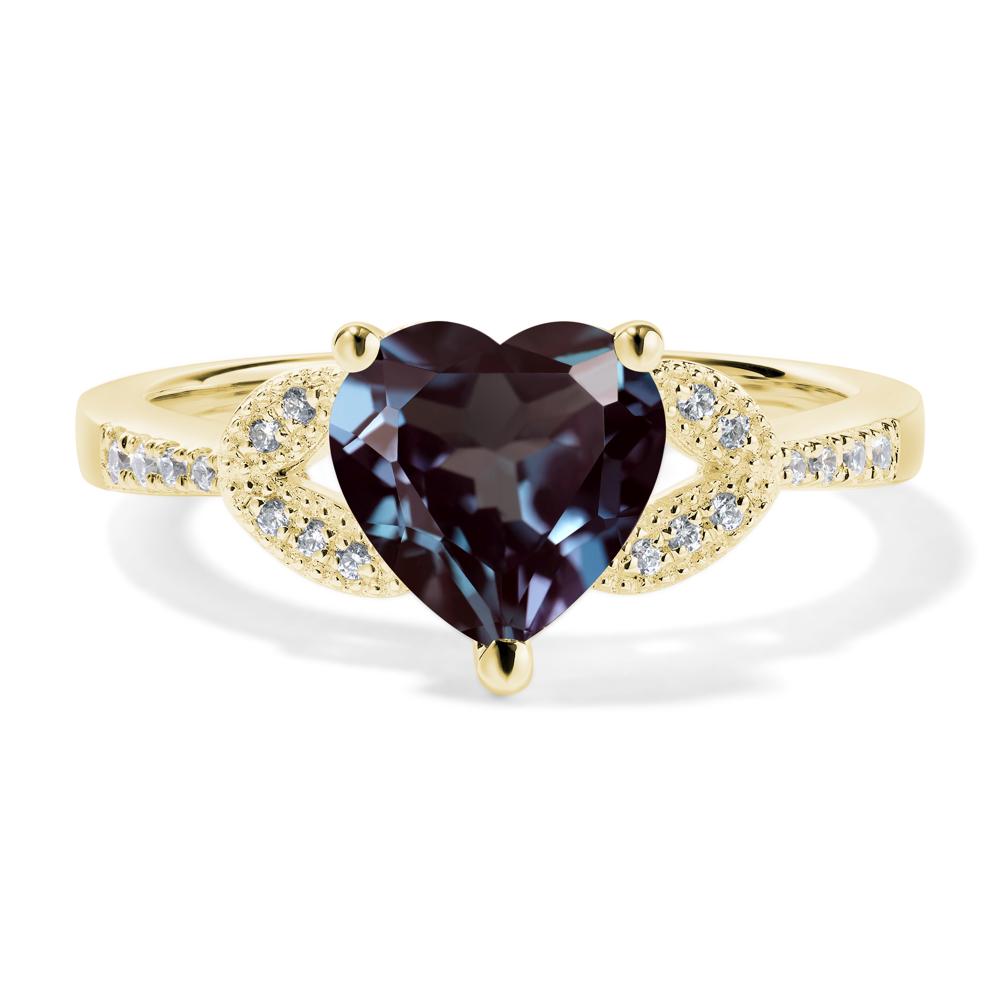 Heart Shaped Alexandrite Engagement Ring - LUO Jewelry #metal_18k yellow gold