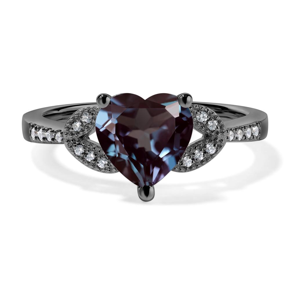 Heart Shaped Alexandrite Engagement Ring - LUO Jewelry #metal_black finish sterling silver