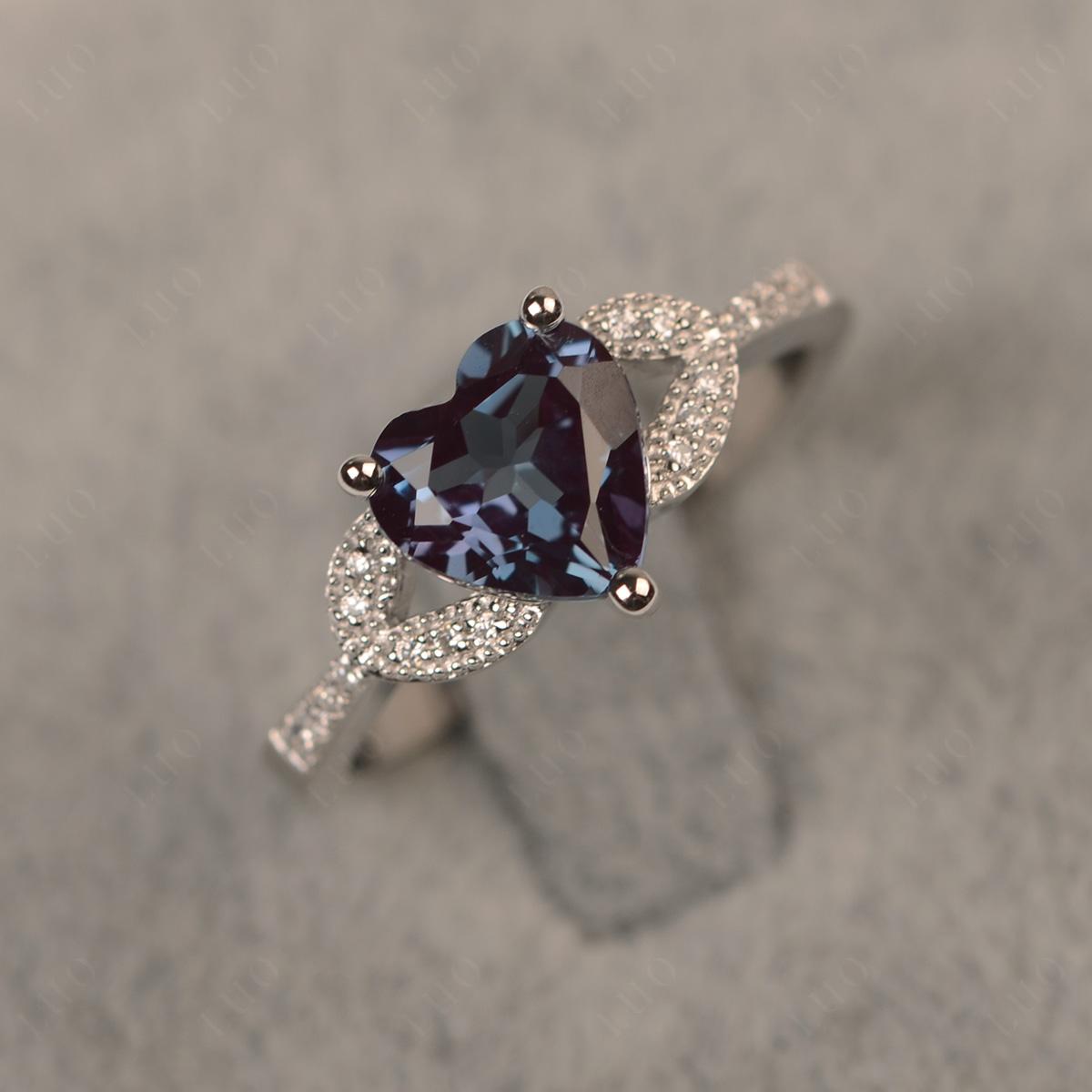 Heart Shaped Alexandrite Engagement Ring - LUO Jewelry