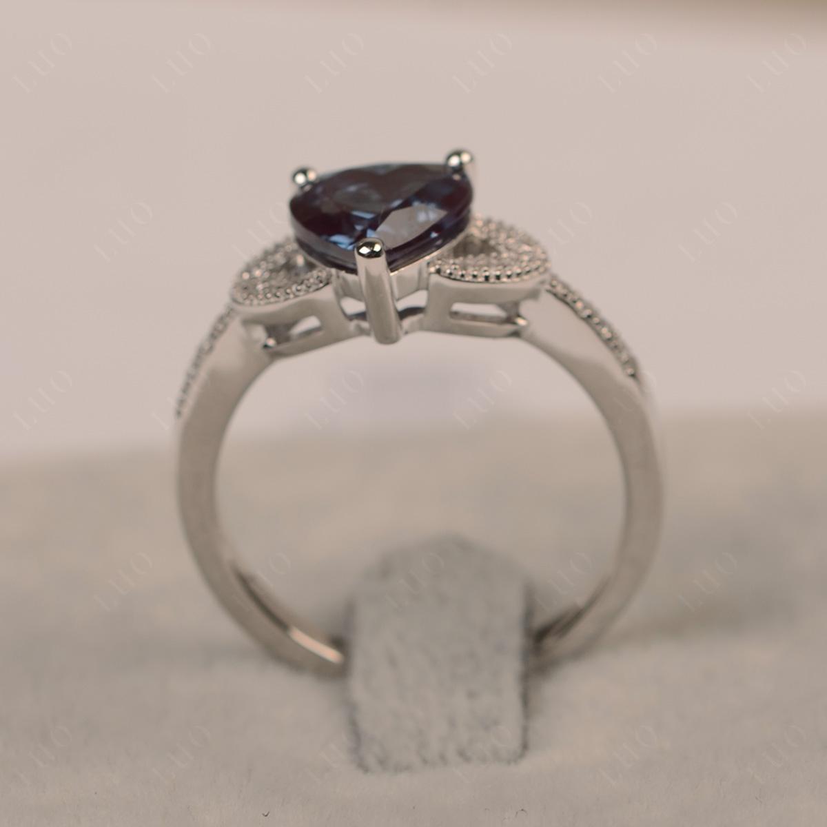 Heart Shaped Alexandrite Engagement Ring - LUO Jewelry
