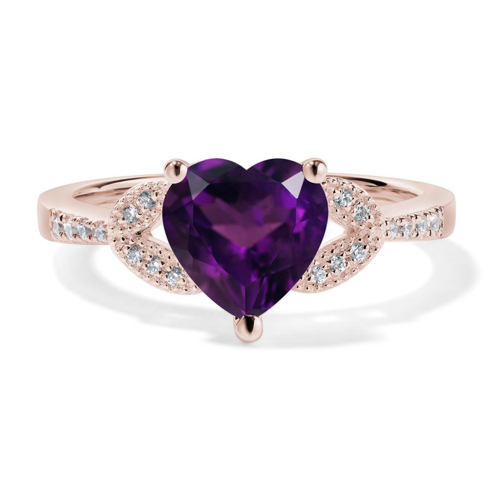Heart Shaped Amethyst Engagement Ring - LUO Jewelry #metal_14k rose gold