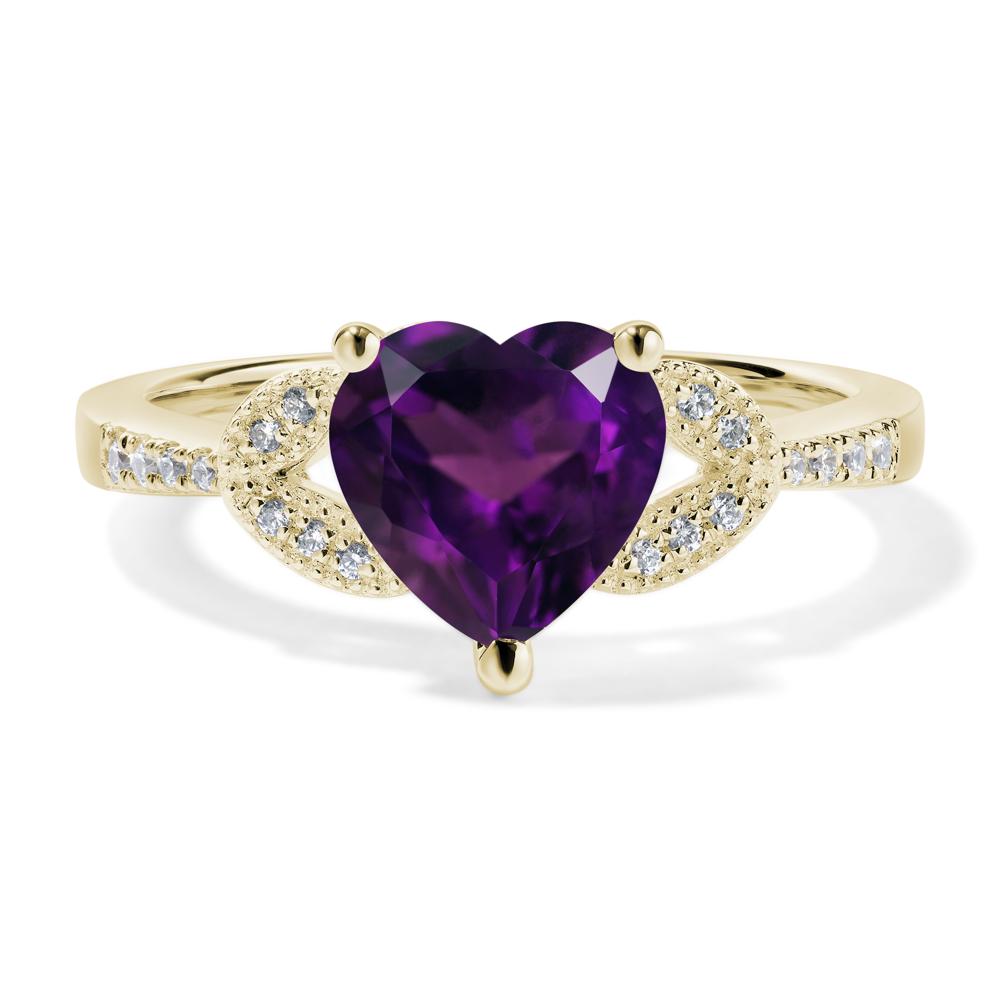Heart Shaped Amethyst Engagement Ring - LUO Jewelry #metal_14k yellow gold