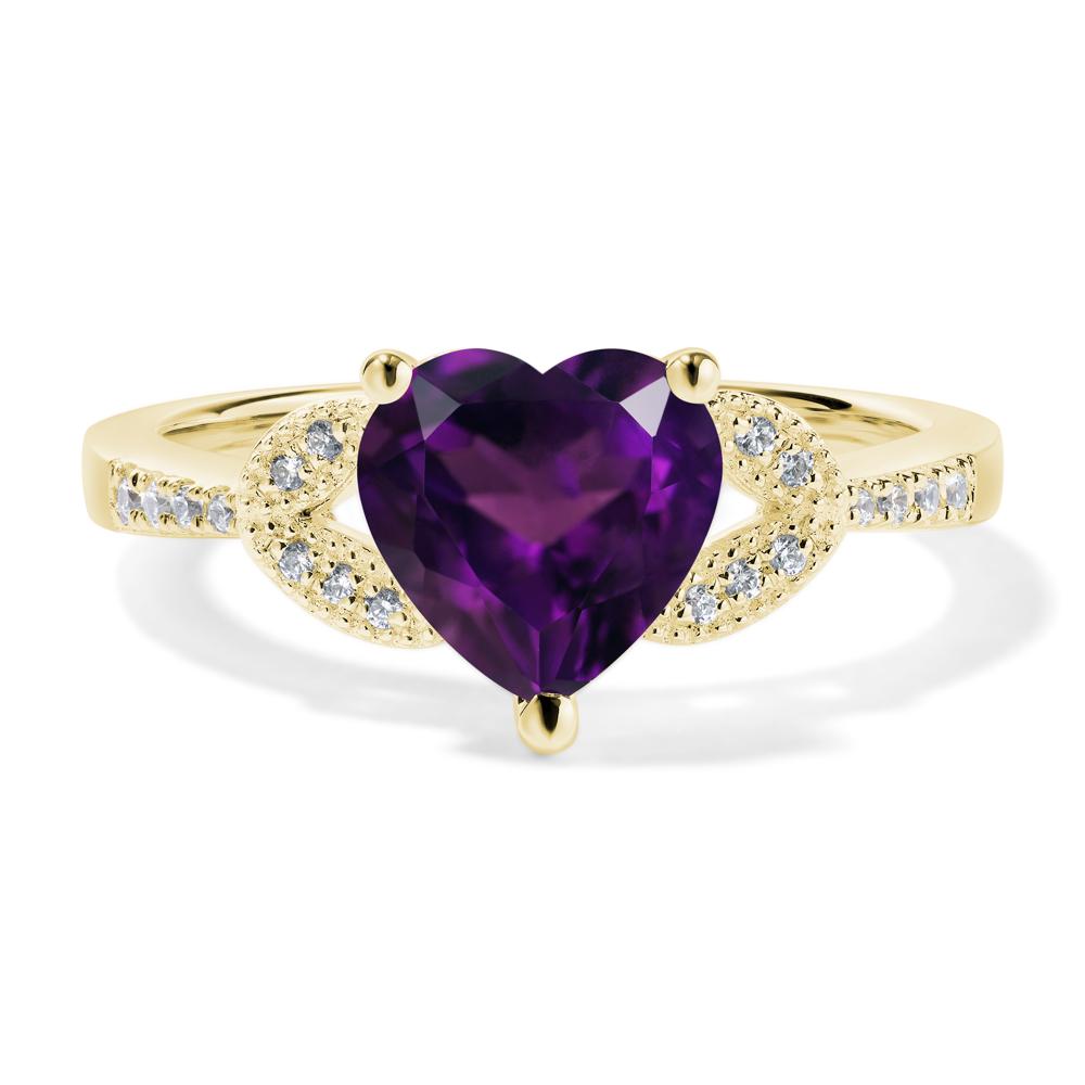 Heart Shaped Amethyst Engagement Ring - LUO Jewelry #metal_18k yellow gold