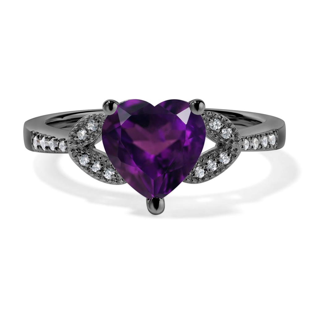 Heart Shaped Amethyst Engagement Ring - LUO Jewelry #metal_black finish sterling silver