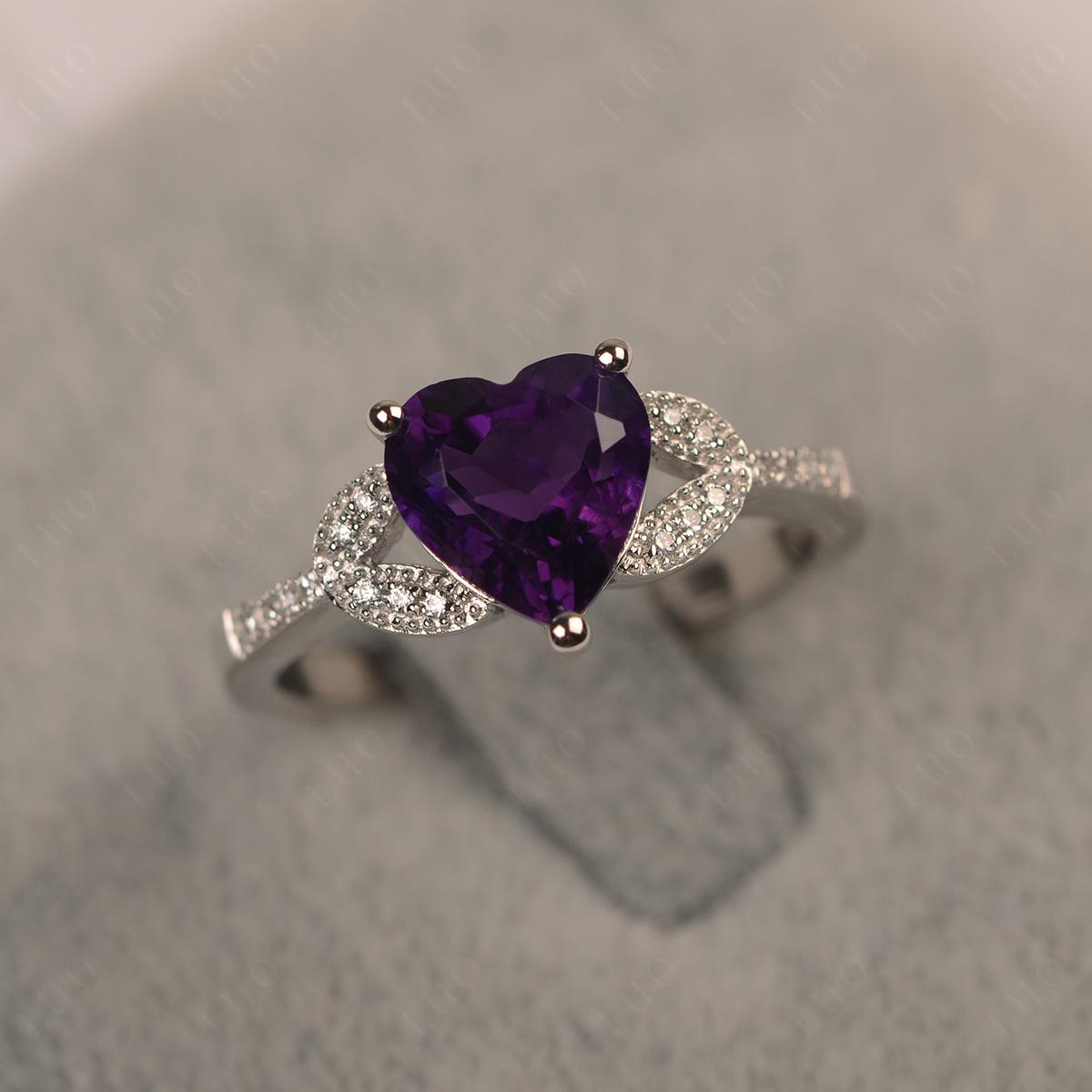 Heart Shaped Amethyst Engagement Ring - LUO Jewelry